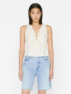 Cinched Crinkle Tank -- Off White