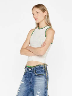 Crochet Trim Tank -- Blanc -Elegant Wear Store 3 LWTS2015 BLANC FRSU23EC WOMENS DAY 03 0992HR