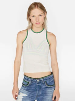 Crochet Trim Tank -- Blanc -Elegant Wear Store 3 LWTS2015 BLANC FRSU23EC WOMENS DAY 03 1030HR