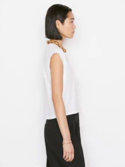 Le High Rise V Neck Tee -- Blanc -Elegant Wear Store 58 LWTS0916 BLANC 0589