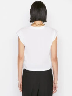 Le High Rise V Neck Tee -- Blanc -Elegant Wear Store 58 LWTS0916 BLANC 0597