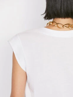 Le High Rise V Neck Tee -- Blanc -Elegant Wear Store 58 LWTS0916 BLANC 0598