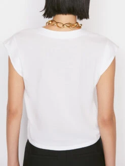 Le High Rise V Neck Tee -- Blanc -Elegant Wear Store 58 LWTS0916 BLANC 0599