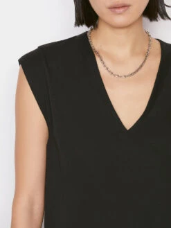 Le High Rise V Neck Tee -- Noir 11 Le High Rise V Neck Tee -- Noir -Elegant Wear Store 59 LWTS0916 NOIR 0669