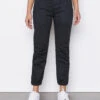Banded Bottom Trapunto Moto Pant -- Washed Black -Elegant Wear Store BBTMP999WASHED BLACK 25793