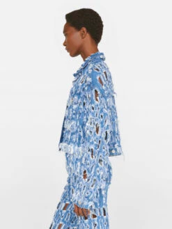 Cropped Oversized Jacket -- Blueprint Frays -Elegant Wear Store COVJK727 BLUEPRINT FRAYS FRSU23EC WOMENS DAY 05 1390HR