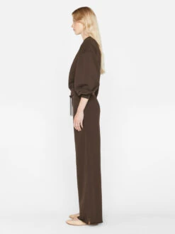 Balloon Sleeve Crew Sweatshirt -- Espresso -Elegant Wear Store F23ACH02 ESPRESSO 0366