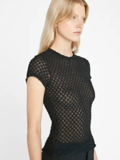 Mesh Lace Baby Tee -- Noir -Elegant Wear Store F23CCH01 NOIR 0330