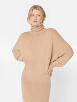 Long Cashmere Dolman Dress -- Blush