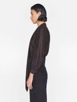 Femme Tie Neck Blouse -- Espresso Multi -Elegant Wear Store F23SBL02 ESPRESSO MULTI 1558