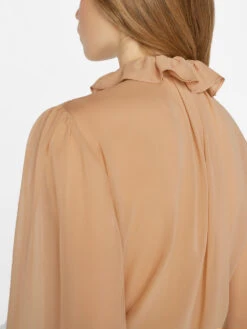 Ruffle Front Button Up Shirt -- Blush -Elegant Wear Store F23SBL03 BLUSH 0824