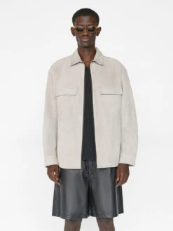 Suede Shirt -- Smoke Grey -Elegant Wear Store LMLT0150 SMOKEGREY FRSP23EC MENS DAY 03 0003HR