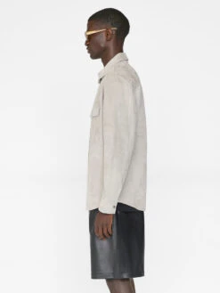 Suede Shirt -- Smoke Grey -Elegant Wear Store LMLT0150 SMOKEGREY FRSP23EC MENS DAY 03 0009HR