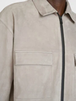 Suede Shirt -- Smoke Grey -Elegant Wear Store LMLT0150 SMOKEGREY FRSP23EC MENS DAY 03 0016HR