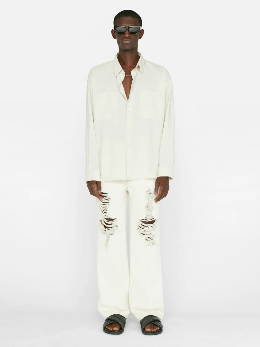 Relaxed Silk Blend Holiday Shirt -- Ecru 4 Relaxed Silk Blend Holiday Shirt -- Ecru - Image 2