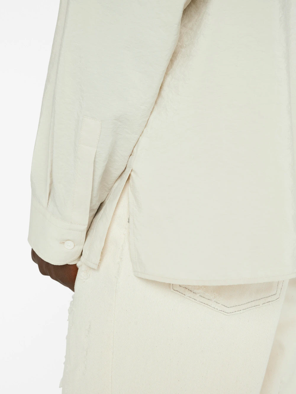 Relaxed Silk Blend Holiday Shirt -- Ecru 6 Relaxed Silk Blend Holiday Shirt -- Ecru - Image 4