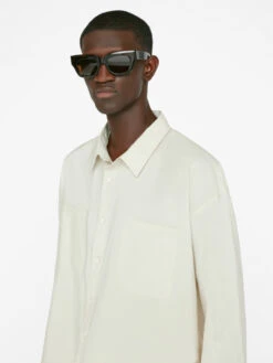 Relaxed Silk Blend Holiday Shirt -- Ecru 19 Relaxed Silk Blend Holiday Shirt -- Ecru -Elegant Wear Store LMSH0410 ECRU FRSU23EC MENS DAY 01 0773HR