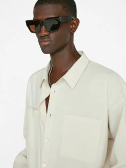 Relaxed Silk Blend Holiday Shirt -- Ecru 18 Relaxed Silk Blend Holiday Shirt -- Ecru -Elegant Wear Store LMSH0410 ECRU FRSU23EC MENS DAY 01 0776HR