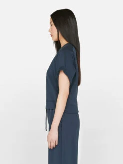 Slouchy Rolled Sweatshirt -- Navy -Elegant Wear Store LWAC0735 NAVY FRSU23EC II WOMENS DAY 01 0906HR