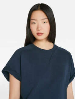 Slouchy Rolled Sweatshirt -- Navy -Elegant Wear Store LWAC0735 NAVY FRSU23EC II WOMENS DAY 01 0923HR