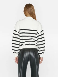 Balloon Sleeve Mockneck Sweatshirt -- Off White Multi -Elegant Wear Store LWAC0748 OFF WHITE MULTI 0783