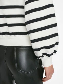 Balloon Sleeve Mockneck Sweatshirt -- Off White Multi -Elegant Wear Store LWAC0748 OFF WHITE MULTI 0787