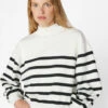 Balloon Sleeve Mockneck Sweatshirt -- Off White Multi -Elegant Wear Store LWAC0748 OFF WHITE MULTI 0791