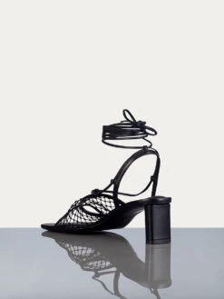 Le Adelaide Crochet Lace Up Heel -- Noir -Elegant Wear Store LWFT0357 NOIR 2copy