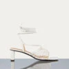 Le Adelaide Crochet Lace Up Heel -- Off White -Elegant Wear Store LWFT0357 OFFWcopy