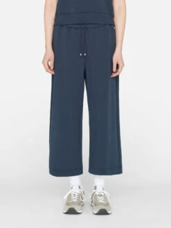Cropped Wide Leg Sweatpant -- Navy