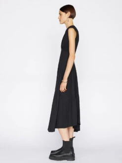 Gathered Seam Knit Dress -- Noir -Elegant Wear Store LWKD0456 NOIR 1668
