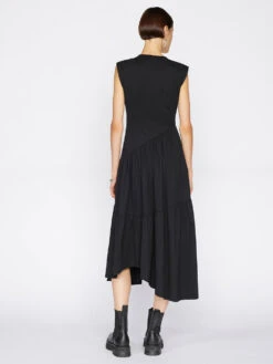 Gathered Seam Knit Dress -- Noir -Elegant Wear Store LWKD0456 NOIR 1677
