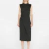 Draped Knit Midi Dress -- Noir -Elegant Wear Store LWKD0475 NOIR FRSU23EC WOMENS DAY 03 0585HR