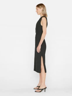 Draped Knit Midi Dress -- Noir -Elegant Wear Store LWKD0475 NOIR FRSU23EC WOMENS DAY 03 0591HR