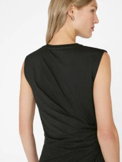 Draped Knit Midi Dress -- Noir -Elegant Wear Store LWKD0475 NOIR FRSU23EC WOMENS DAY 03 0596HR