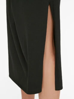 Draped Knit Midi Dress -- Noir -Elegant Wear Store LWKD0475 NOIR FRSU23EC WOMENS DAY 03 0605HR