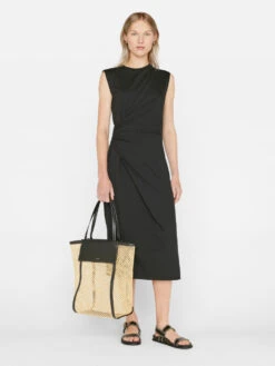 Draped Knit Midi Dress -- Noir -Elegant Wear Store LWKD0475 NOIR FRSU23EC WOMENS DAY 03 0618HR