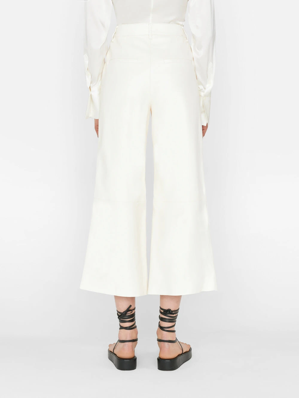 Wide Leg Crop Leather Trouser -- Bone 8 Wide Leg Crop Leather Trouser -- Bone - Image 6