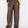 Baggy Leather Trouser -- Chocolate Brown -Elegant Wear Store LWLT0695 CHOCOLATE BROWN FRSU23EC WOMENS DAY 04 11799HR
