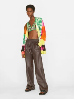 Baggy Leather Trouser -- Chocolate Brown -Elegant Wear Store LWLT0695 CHOCOLATE BROWN FRSU23EC WOMENS DAY 04 1802HR