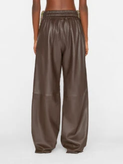 Baggy Leather Trouser -- Chocolate Brown -Elegant Wear Store LWLT0695 CHOCOLATE BROWN FRSU23EC WOMENS DAY 04 1861HR