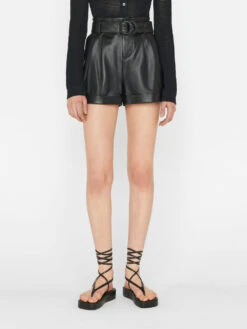 Paperbag Leather Short -- Noir