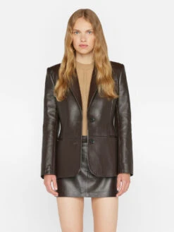 The Femme Leather Blazer -- Espresso -Elegant Wear Store LWLT0706 ESPRESSO 0914