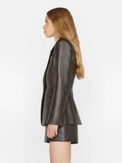 The Femme Leather Blazer -- Espresso -Elegant Wear Store LWLT0706 ESPRESSO 0928