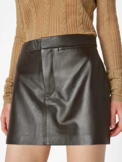 Leather Mini Skirt -- Espresso 10 Leather Mini Skirt -- Espresso -Elegant Wear Store LWLT0707 ESPRESSO 0950