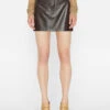 Leather Mini Skirt -- Espresso -Elegant Wear Store LWLT0707 ESPRESSO 0957