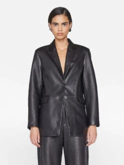 The Oversized Leather Blazer -- Noir -Elegant Wear Store LWLT0711 NOIR 0974