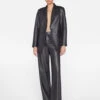 The Oversized Leather Blazer -- Noir -Elegant Wear Store LWLT0711 NOIR 0988