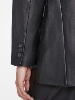 The Oversized Leather Blazer -- Noir -Elegant Wear Store LWLT0711 NOIR 1003