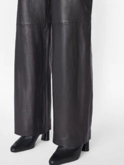 High Rise Relaxed Leather Trouser -- Noir 11 High Rise Relaxed Leather Trouser -- Noir -Elegant Wear Store LWLT0712 NOIR 1036